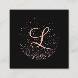 Rose Gold & Navy Chic Minimalistisk Cirkelmonogr Fyrkantigt Visitkort