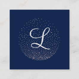 Rose Gold & Navy | Chic Minimalistisk Monogram Fyrkantigt Visitkort