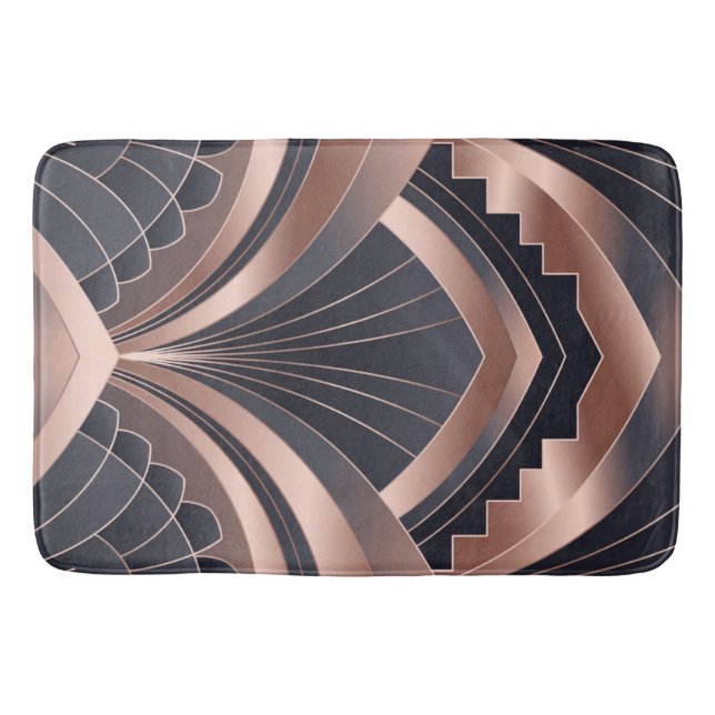 Rose Gold Navy Geometric Neo Art Deco  Badrumsmatta (Framsidan)