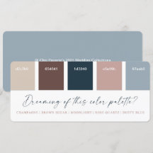 Rose Gold & Navyblå Bröllop Färgpalett Kort