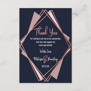 Rose Gold Navyblå Mauve Geometrisk Tack Kort