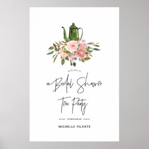 Rose Gold och Blush Blommig Bröllopsfest Välkommen Poster