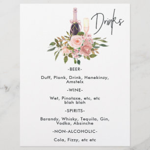 Rose Gold och Blush Blommig Tekalas Drycker Reklamblad