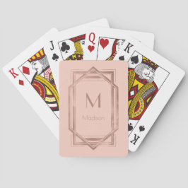 Rose Gold och Blush Geometrisk | Monogram & Namn Casinokort