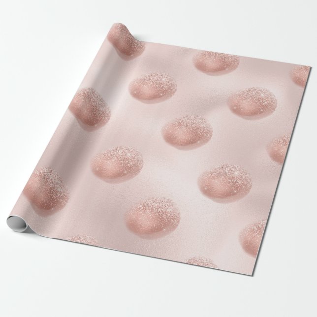 Rose Gold och Blush Konfetti Presentpapper (Utrullad)