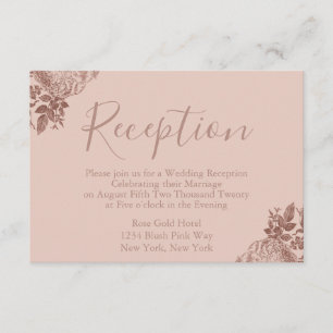 Rose Gold och Blush Rosa Bröllopsmottagning Tilläggskort