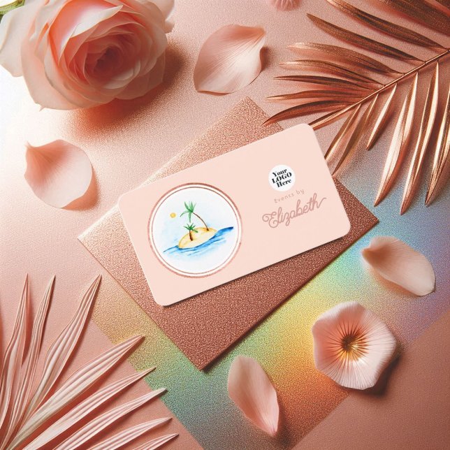 Rose Gold och Blush Rosa Elegant Evenemangsplanera Visitkort (Rose Gold and Blush Pink Elegant Event Planner Business Card)