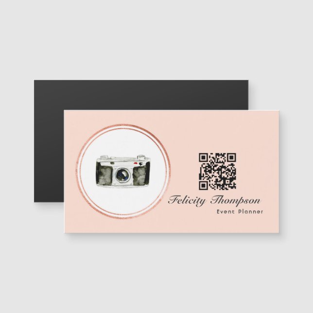 Rose Gold och Blush Rosa Evenemangsplanerare QR-ko (Fram/baksida)