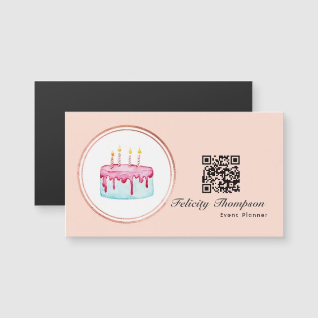 Rose Gold och Blush Rosa Evenemangsplanerare QR-ko (Fram/baksida)