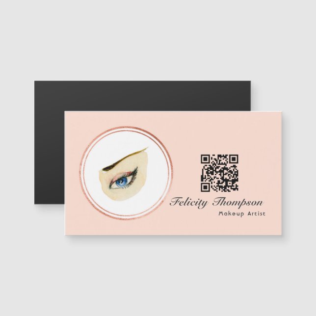 Rose Gold och Blush Rosa Sminkartist QR-kod (Fram/baksida)