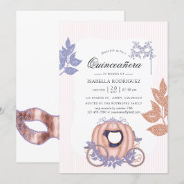 Rose Gold och Lilac Glitter Prinsessa Quinceañera Inbjudningar