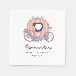 Rose Gold och Lilac Glitter Prinsessa Quinceañera Pappersservett