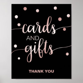 Rose Gold och Svart | Glamour Konfetti Kort & Gåvo Poster