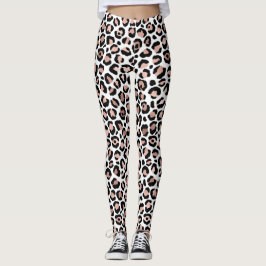 Rose Gold och Svart Leopardsmink Djurtryck Leggings