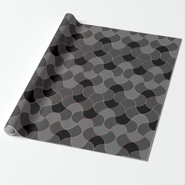 Rose Gold och Svart Presentpapper (Utrullad)