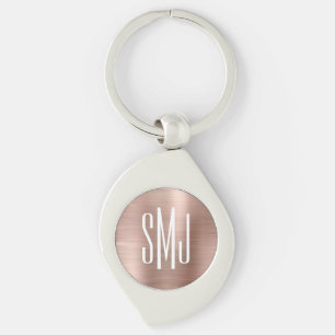 Rose Gold Ombre Folie Trefaldig Monogram Swirl Silverfärgad Nyckelring