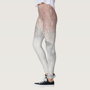 Rose Gold Ombre Glitter Fading Marble trendig Leggings