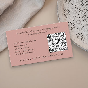Rose Gold Online RSVP QR-kod Bröllop Tilläggskort