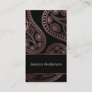 Rose Gold Paisley Trio Mönster med redigerbar svar Visitkort