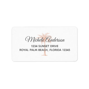 Rose Gold Palmträd Bröllop RSVP Returadress Adressetikett