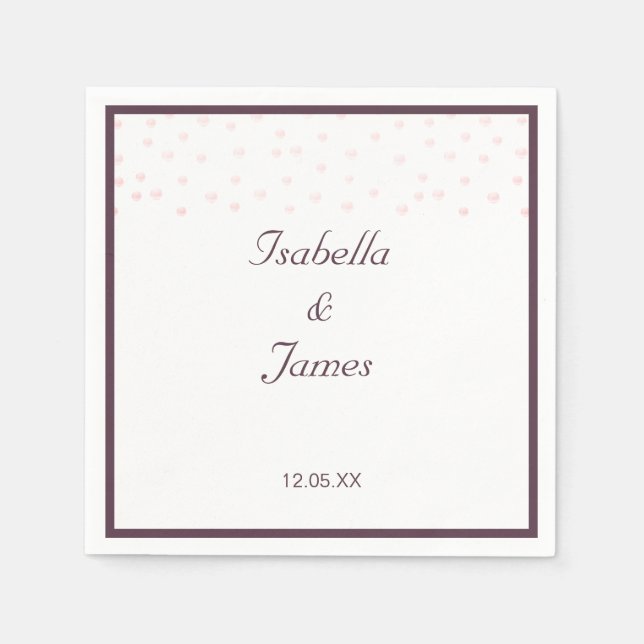 Rose Gold pärlor Bröllop Pappersservett (Framsidan)
