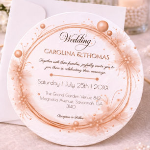 Rose Gold Pärlor Modern Elegant Bröllop Inbjudningar