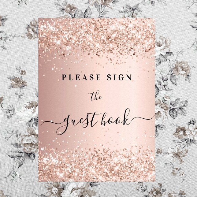 Rose gold party guest book sign poster (Skapare uppladdad)
