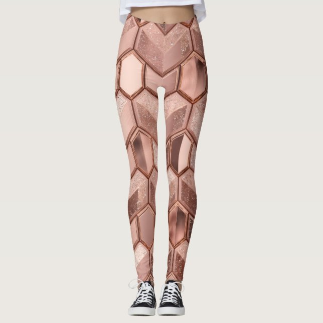 Rose Gold Pattern Design – Elegant Luxury Metallic Leggings (Framsida)
