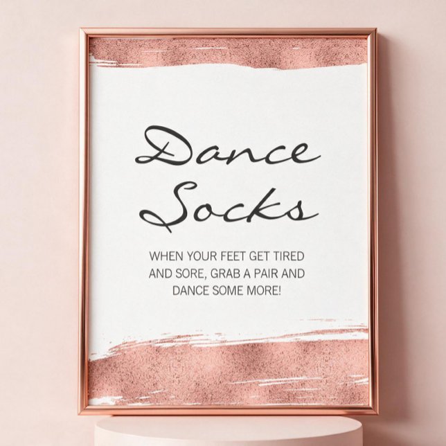 Rose Gold Penseldrag Bat Mitzvah Danssocks Skylt (Skapare uppladdad)