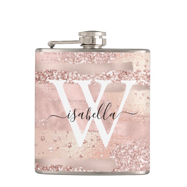 Rose Gold Penseldrag Skript Monogram Fickplunta (Framsidan)