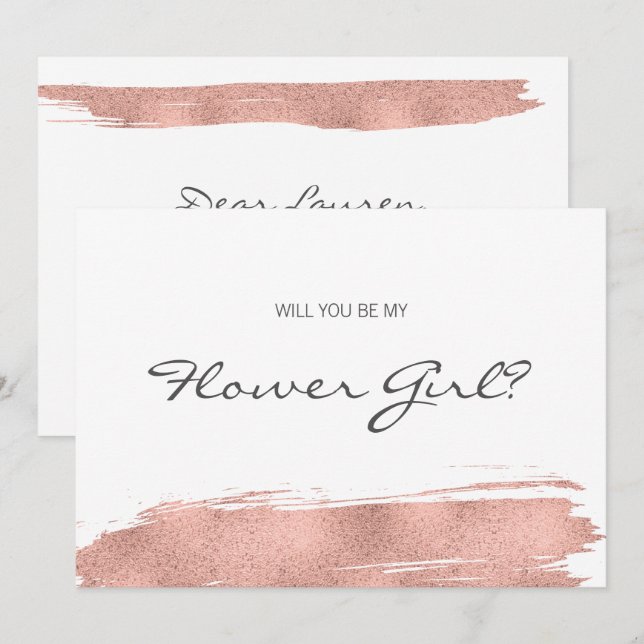 Rose Gold Penselförslag Var Min Floristkort Inbjudningar (Fram/baksida)