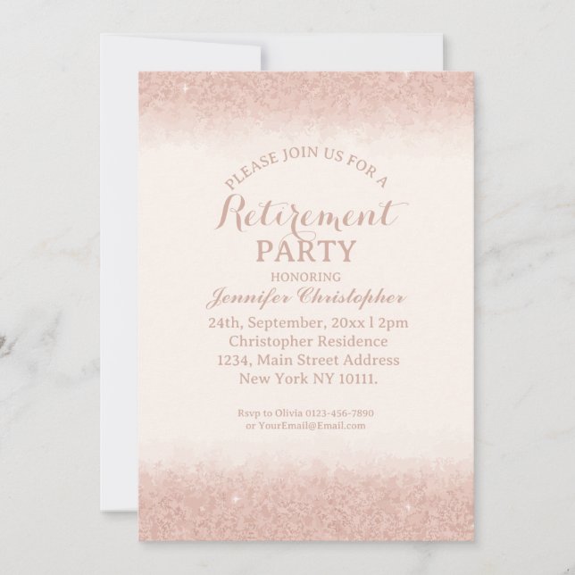 Rose Gold Pensionfirande Fest  Inbjudningar (Framsida)