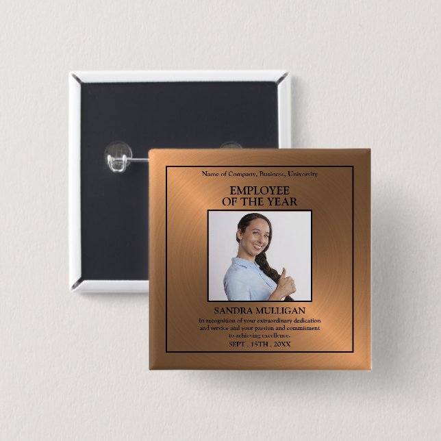 Rose Gold/Persnaliserad bild - medarbetarpris Knapp (Framsida & baksida)