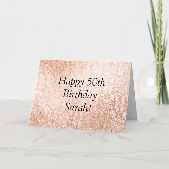 Rose Gold Personlig Glad Födelsedag Kort (Framsida)
