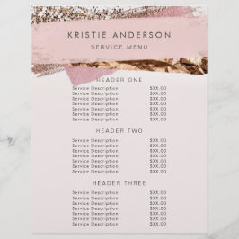 Rose Gold & Pink Etikett Prissättning & Tjänster Reklamblad