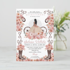 Rose Gold Prinsessa Klänning & Stövlar Quinceañera Inbjudningar