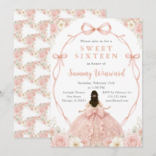 Rose Gold Prinsessa Sweet Sixteen Fest Inbjudningar