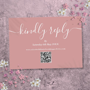 Rose Gold QR-kod Elegant Skrift Vänligen Svara OSA Kort