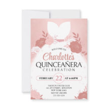 Rose Gold Quinceanera Blommig Prinsessklänning