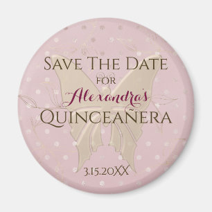 Rose Gold Quinceanera Spara Datum Magnet