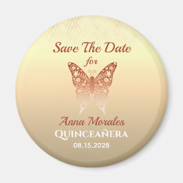 Rose Gold Quinceanera Spara Datum Magnet