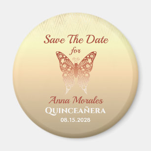 Rose Gold Quinceanera Spara Datum Magnet
