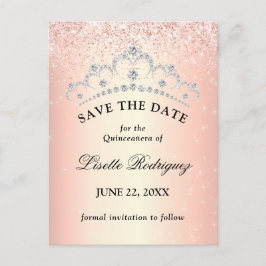 Rose Gold Quinceanera Spara Datum Vykort