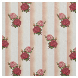 Rose Gold Ränder Chic Rosor Blommig Linnedräft Tyg