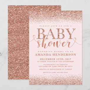 Rose Gold Rävgitter Baby Shower Inbjudan