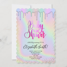 Rose gold, regnbågsfärgade stjärnor Baby Shower  Inbjudningar