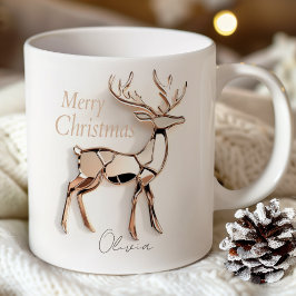 Rose Gold Reindeer Christmas Mug | Custom Name Kaffemugg