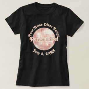 Rose Gold Retro Disco Boll PERSONALISERAD T-Shirt