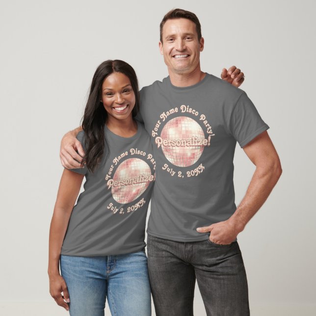 Rose Gold Retro Disco Boll PERSONALISERAD T-Shirt (Unisex)