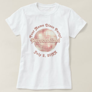 Rose Gold Retro Disco Boll PERSONALISERAD T-Shirt